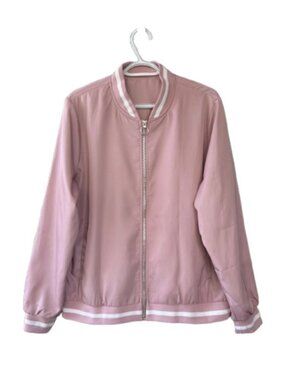 athletic varsity bomber jacket dusty pink women's size L